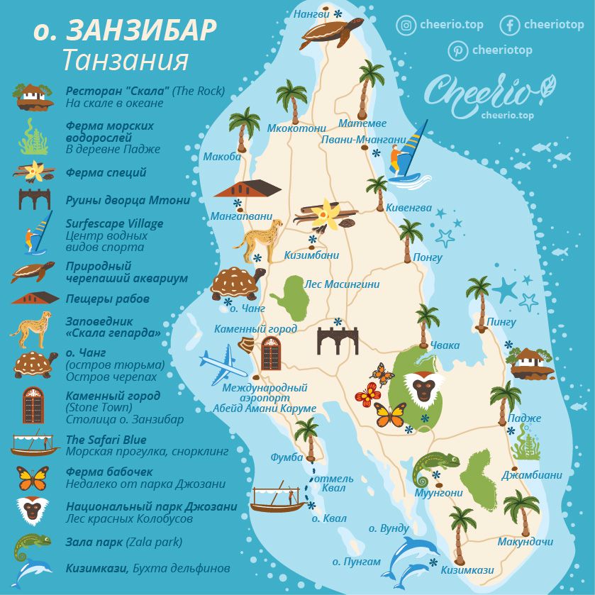 zanzibar tanzaniya karta dostoprimechatelnostej